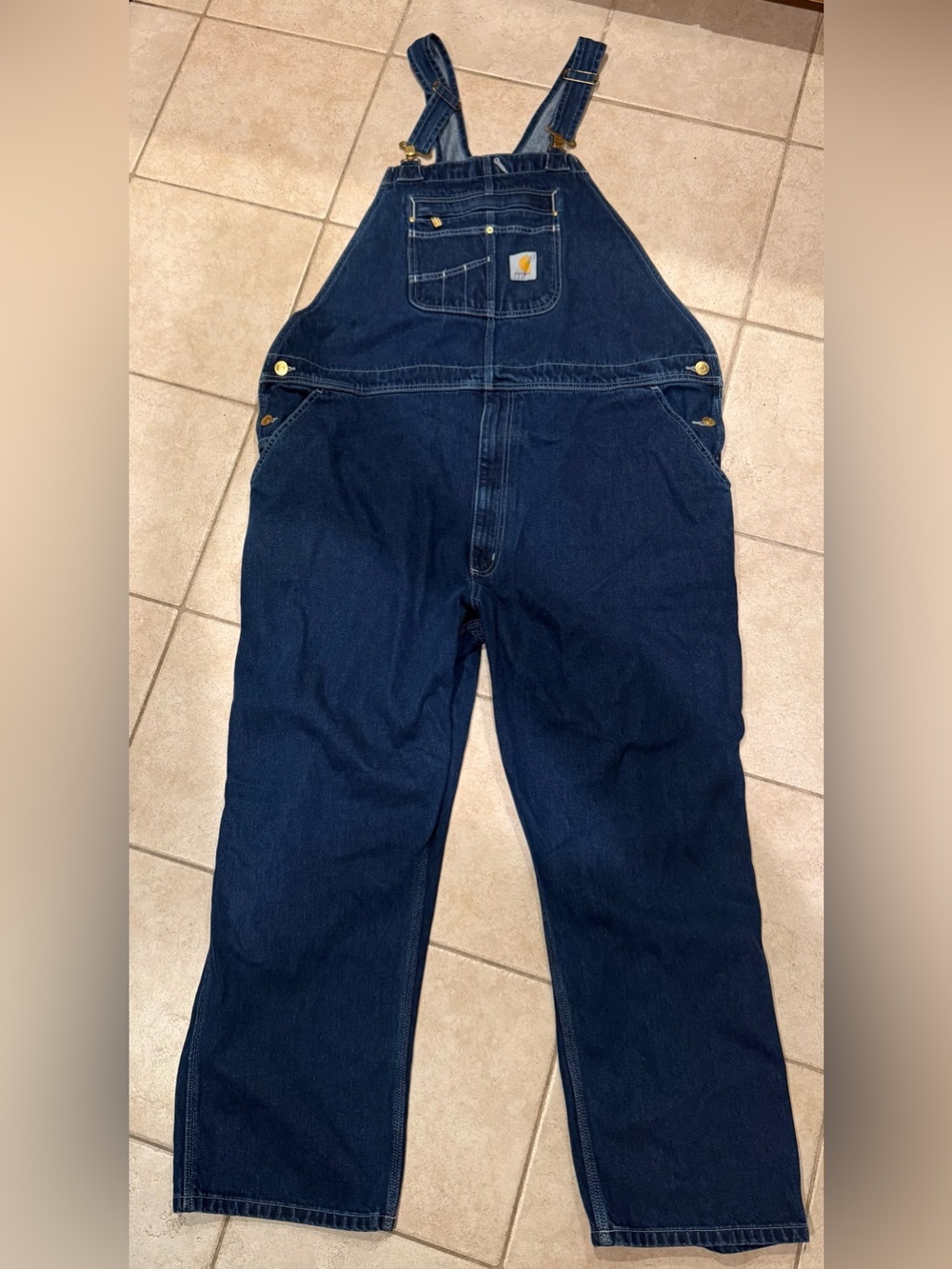 Carhartt Mens Loose Fit Denim Bib Overalls Dark Wash 48x30 OR4672-M Farmer